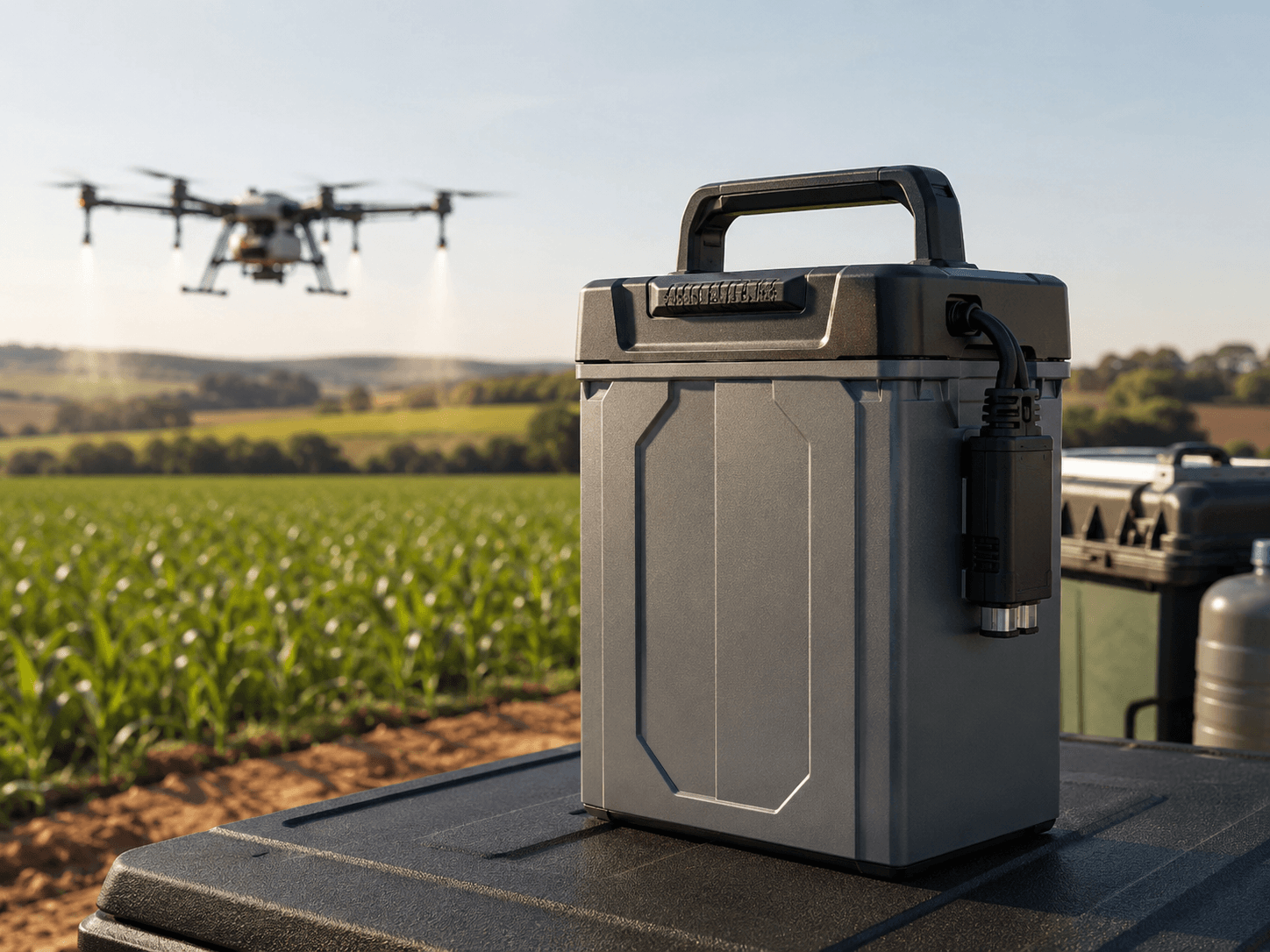 Editorial agricultural drone battery context in a field operation