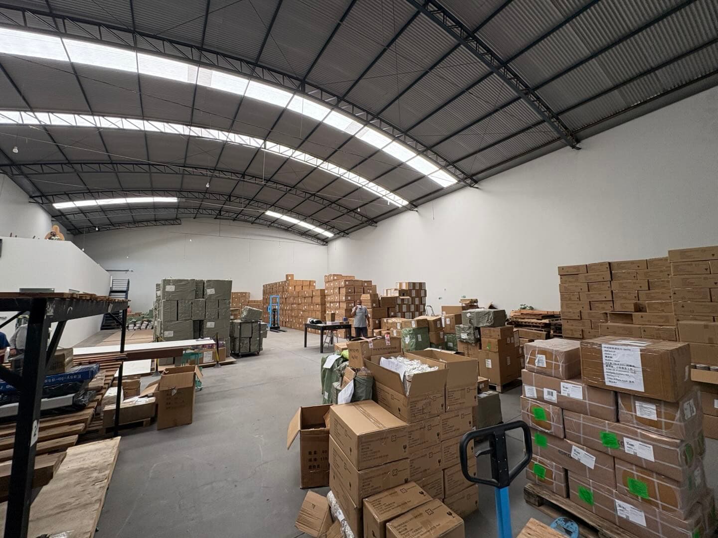 Operating floor with products received and prepared for handling